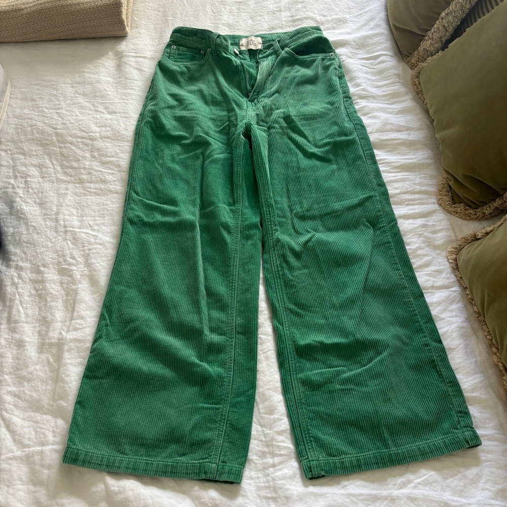 Urban outfitters green high and wide corduroy pants